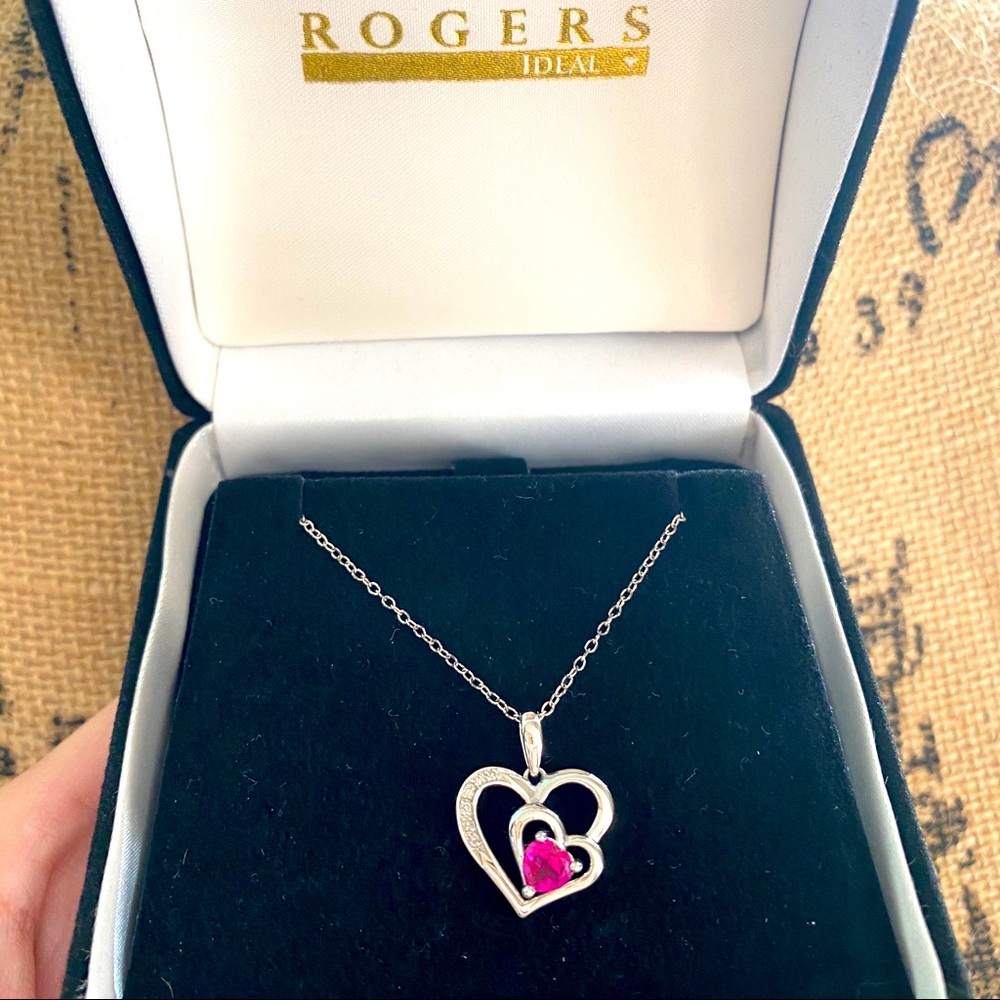 Heart-shaped ruby & diamond necklace